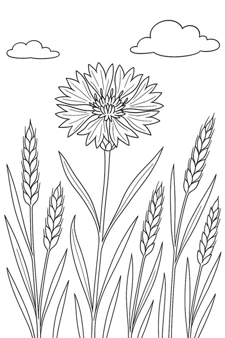 Ausmalvorlage Kornblume