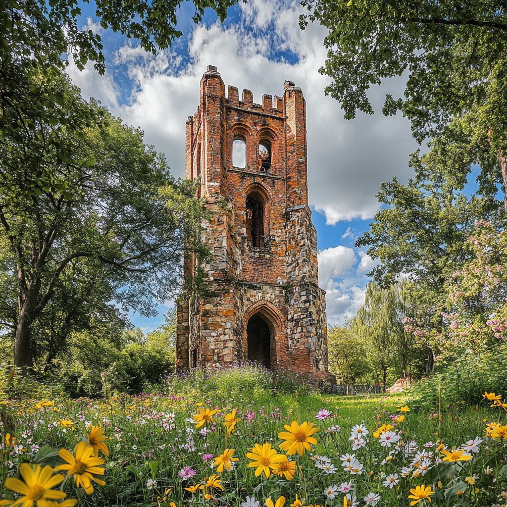 Historischer Turm im Wald